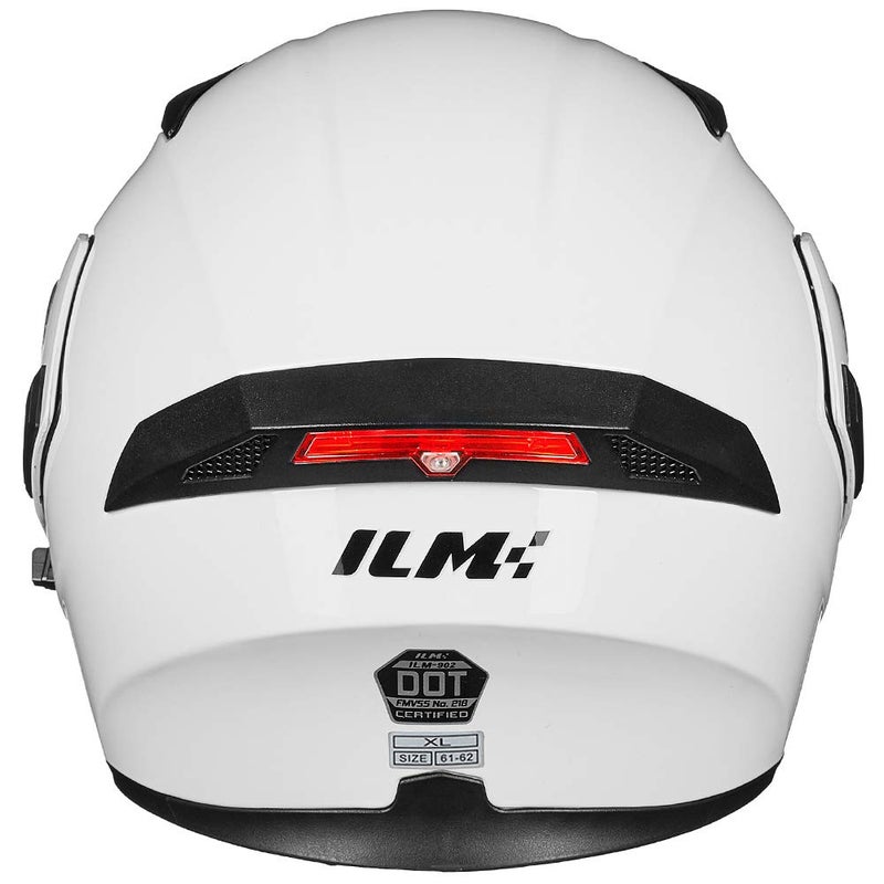 ILM خوذة دراجة نارية ILM بغطاء مزدوج وقابل للطي كاملة الوجه DOT مع ضوء LED طراز 902L (XL، أبيض - LED) - Image 5